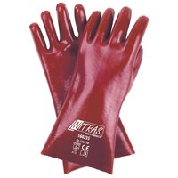 1 Paar 35 cm lange PVC-Handschuhe in Rot - Größe 10 (XL)
