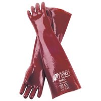 1 Paar 45 cm lange PVC-Handschuhe in Rot - Größe 10